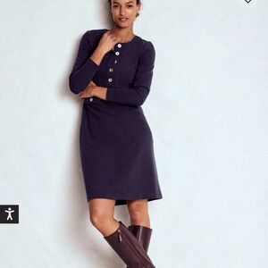 Boden Lavinia Button Shift Dress in Deep Plum